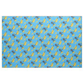 Tissu de coton bleu moutarde par la cour (Yard)