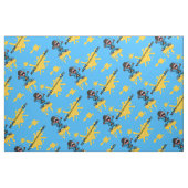 Tissu de coton bleu moutarde par la cour (Fat Quarter)