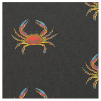 Tissu de coton coloré de crabe d'océan