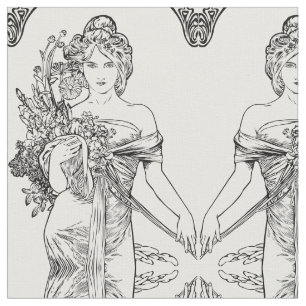 Tissu de coton d'Alphonse Mucha de nouveau d'art