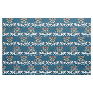 Tissu de coton de coeurs et de chevaux de dressage