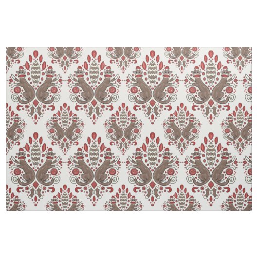 tissu de coton de damassé de singe de chaussette (Fat Quarter)