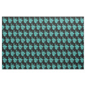 Tissu de coton peint turquoise et noir (Yard)