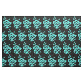 Tissu de coton peint turquoise et noir (Fat Quarter)