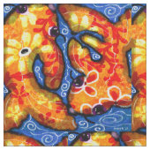 Tissu de coton - Whimsical Abstrait Koi poisson bl (Fermer)