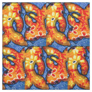 Tissu de coton - Whimsical Abstrait Koi poisson bl