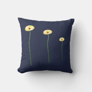 Tissu de coussin avec trois fleurs de gerbera jaun