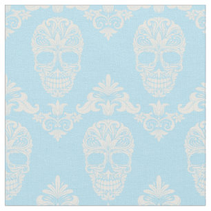 tissu de crâne victorien bleu