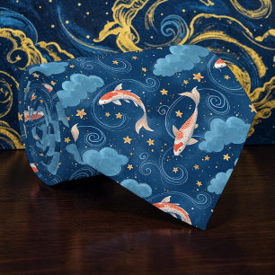 Tissu de cravate personnalisé motif carpe koï