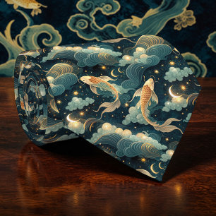 Tissu de cravate personnalisé motif carpe koï