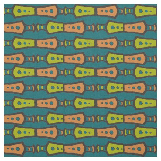 Tissu de design tribal abstrait vert sarcelle marr (Échantillon)