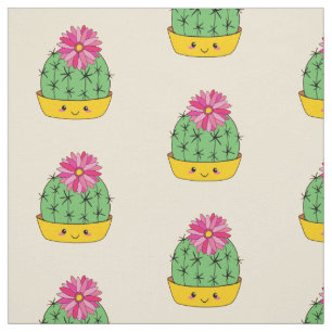 Tissu de dessin animé de fleur de cactus avec visa