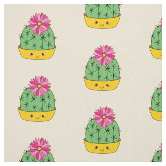 Tissu de dessin animé de fleur de cactus avec visa (Échantillon)