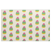 Tissu de dessin animé de fleur de cactus avec visa (Fat Quarter)