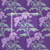 Tissu de dessin chrysanthemum violet vert (Carreau)