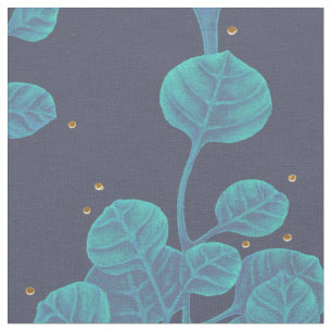 Tissu de dessin de stylo Motif bleu vert Plante