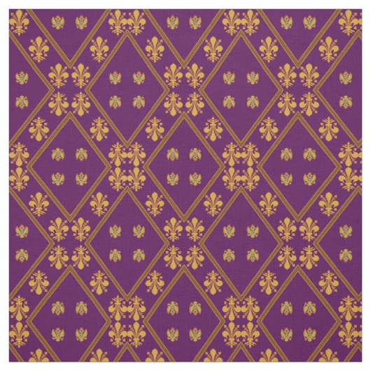 Tissu de Fleur de Lis Designer de pourpre royal (Échantillon)