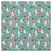 Tissu de fleurs Beagles - Turquoise (Échantillon)
