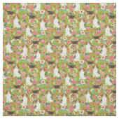 Tissu de fleurs Beagles - Vert (Échantillon)