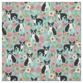 Tissu de fleurs de Boston Terrier - jolie structur (Échantillon)