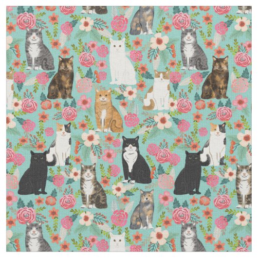 Tissu de fleurs de chats (Fermer)
