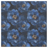 Tissu de fleurs d'encre bleue de minuit (Échantillon)