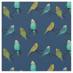 Tissu de frénésie de perruche (marine)