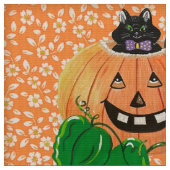 Tissu de Kitty Citrouille malicieux (Fermer)