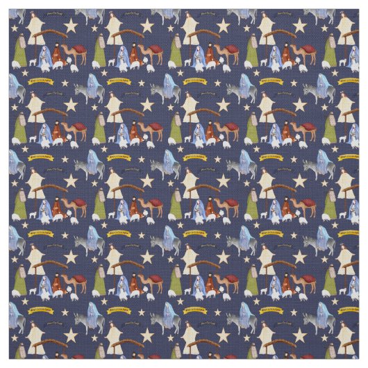 Tissu de la Nativité sur bleu foncé (Échantillon)