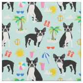 Tissu de la plage de Boston Terrier - tissu de chi (Fermer)