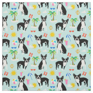Tissu de la plage de Boston Terrier - tissu de chi