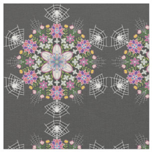 Tissu de mandala des araignées florifères