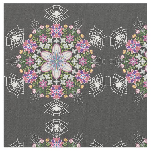 Tissu de mandala des araignées florifères (Fermer)