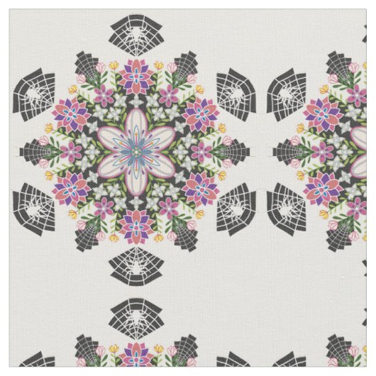 Tissu de mandala des araignées florifères (Fermer)