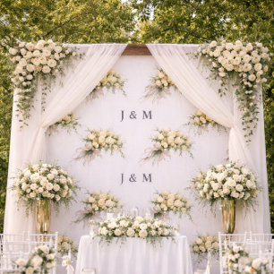 Tissu de mariage floral avec monogramme de la mari