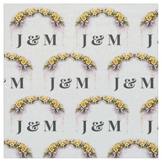 Tissu de mariage floral personnalisé avec monogram (Échantillon)