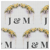 Tissu de mariage floral personnalisé avec monogram (Fermer)