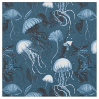 Tissu de méduse bleu profond