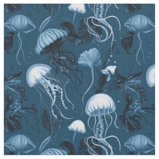 Tissu de méduse bleu profond (Fermer)