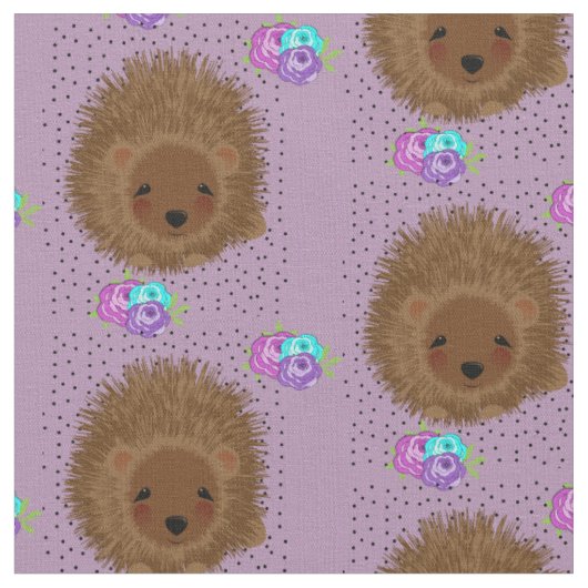 Tissu De mignons Hérisson et des poches de fleurs jolime (Fermer)