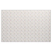 Tissu  De mignons lapins et des fleurs.Blanc. (Fat Quarter)