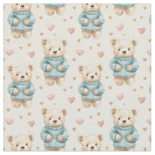 Tissu De mignons Nounours en Sweaters Bleus