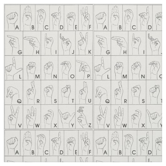 Tissu de motif d'alphabet de langue des signes (Échantillon)
