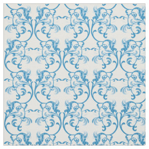 Tissu de motif Damas bleu parisien