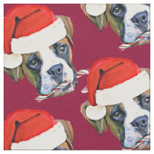 Tissu de motif de chien de boxeur de Noël (Fermer)