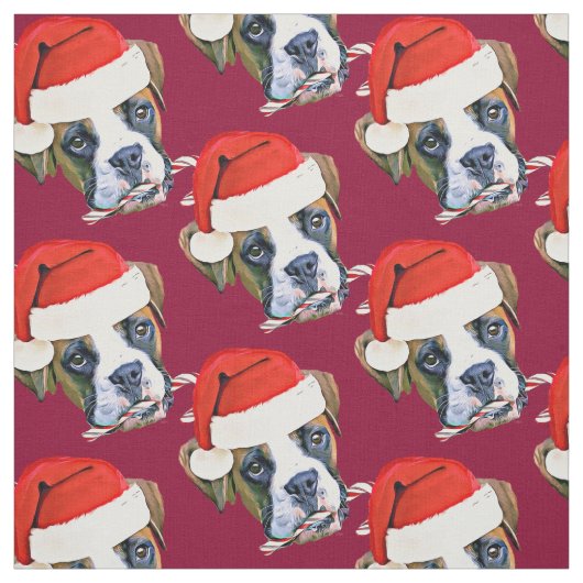 Tissu de motif de chien de boxeur de Noël (Échantillon)
