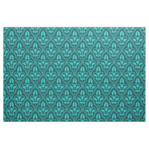 Tissu de motif de damassé de turquoise