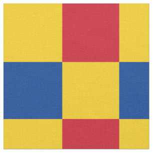 Tissu de motif de damier rouge, bleu et jaune