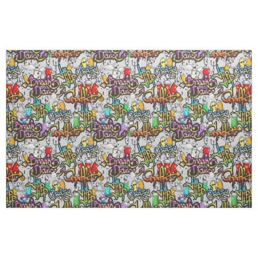 Tissu de motif de graffiti de hip hop (Fat Quarter)
