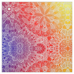Tissu de motif de mandala d'arc-en-ciel